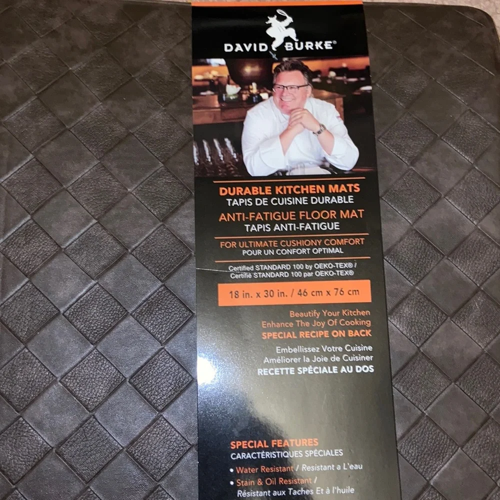 David Burke Brown Basketweave Anti-Fatigue Cushion Kitchen Mat 18 x 30” - Picture 2 of 5